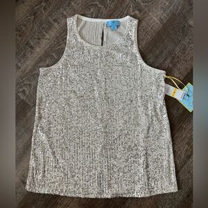 Cece Sequin Keyhole Back Tank-Size Medium